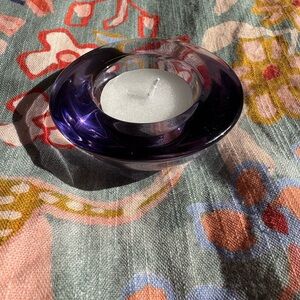 3/$10 Crate & Barrel Purple Glass Tealight Holder – Modern Decor